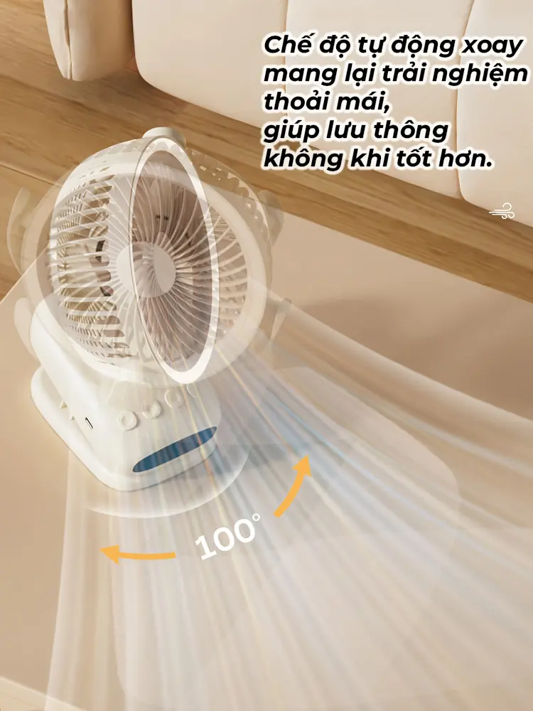 【 TỰ ĐỘNG XOAY 】Quạt Tích Điện, Quạt Kẹp, Quạt Để Bàn, 5 Chế Độ Gió, Công Suất 8W, Không Gây Tiếng Ồn, NKC52 [Bảo Hành 6 Tháng] | BigBuy360 - bigbuy360.vn
