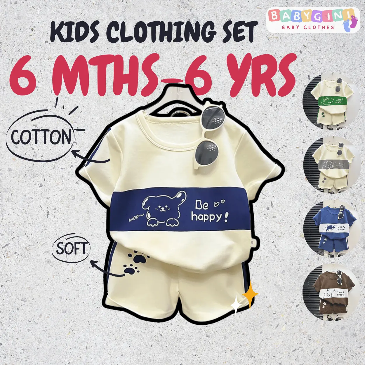 BABYGINI Baju Baby Newborn Baby Clothing Set Baju Budak Lelaki Perempuan Baju Baby Girl Boy Newborn