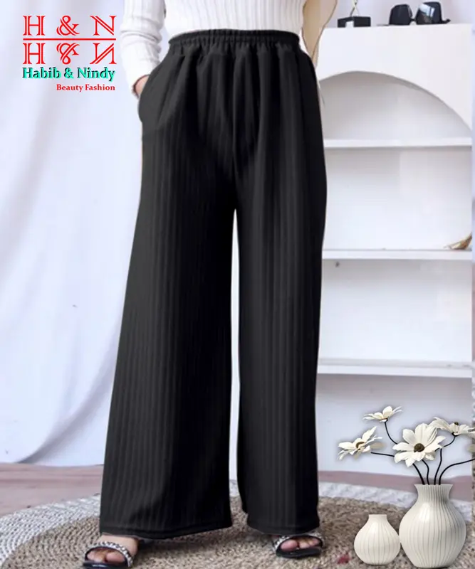 KULOT PANJANG JUMBO BAHN KNIT HORNET TEBAL BERKUALITAS UNTUK PAKAI WANITA DEWASA REMAJA MUALI BB 40-75KG KEKINIAN VIRAL OOTD Celana High Kantong Nyaman Santai Serut Harian 4