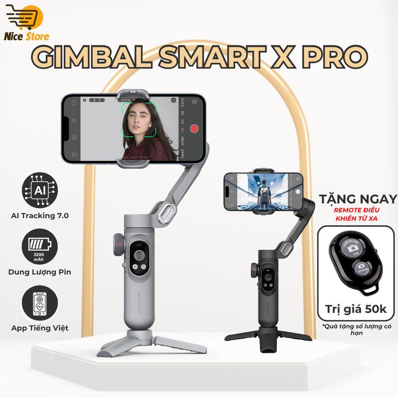 Gimbal SMART XPRO Chống Rung 3 Trục Phiên Bản Mới – Kết Nối Bluetooth Gập Gọn Hỗ Trợ Quay Phim Livestream Selfie Cho Điện Thoại Android iOS