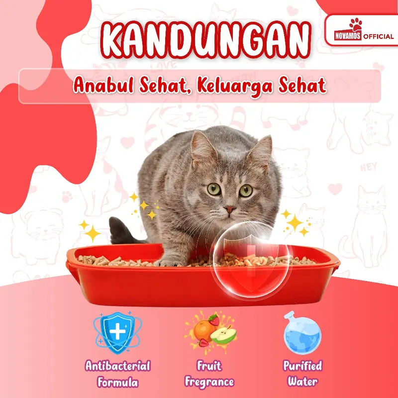 Refill Penghilang Bau Kotoran Kucing & Anjing Novamos ( Kemasan 1 Liter ) - Pet Odor Remover Refill Parfum Pewangi Pengharum Pasir Kucing Penghilang Bau Pesing Kandang Kucing - Novamos Pet Care semprot multipak 5