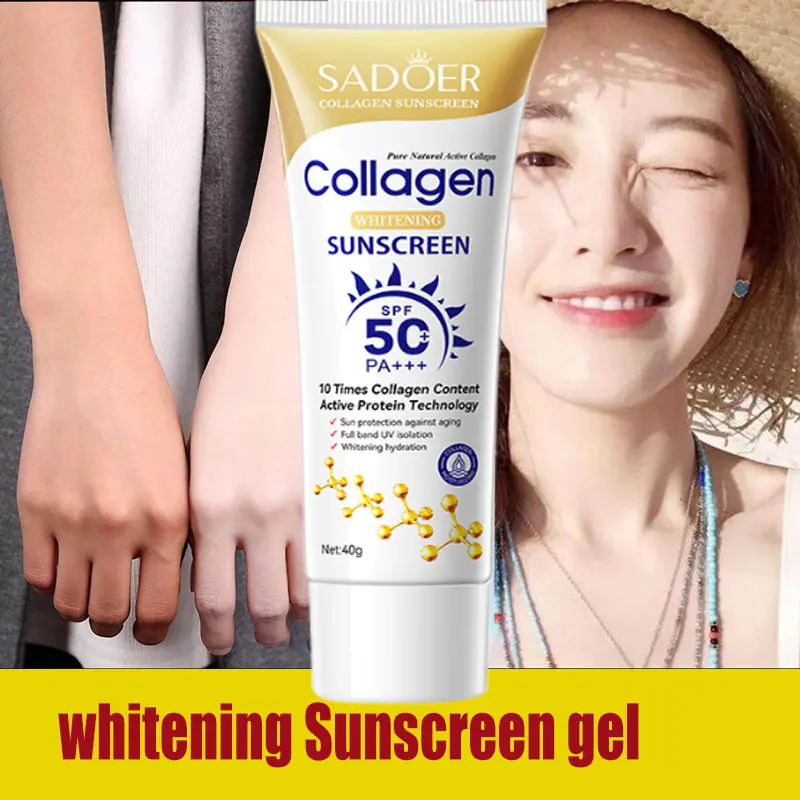Sunscreen Lotion Collagen Up Whitening Sunblock Cream Triple Care Sunscreen Spf 50 Pa+++ Wajah Dan Badan Sunscreen Sun Protect & Moisture Lotion Uv Protection Tahan Air Double Whitening Anti-Uv Outdoor Sunscreen Mencerahkan Memutihkan Tubuh