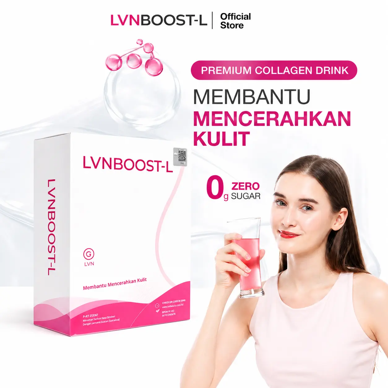 [PALING BANYAK TERJUAL] LVNBoost-L Kolagen Drink rasa Strawberry Original BPOM 100%