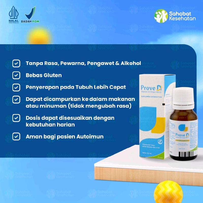 Prove D3 Drop - Vitamin D3 400 IU Tetes 12.5 ml untuk Dewasa dan Anak ...