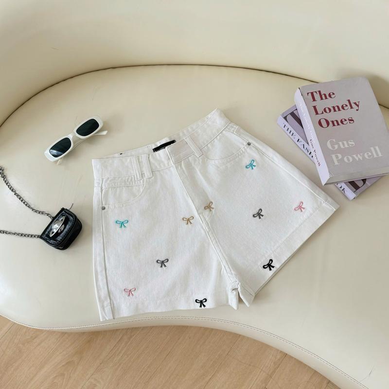  Quần Short Nữ Quần Short Form A Cạp Cao Thêu Nơ Nhiều Màu Dài Quần 35cm Thảo Xinh Store 