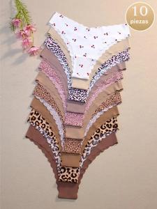Conjunto de ropa interior sin costuras con diseño de ondas para mujer, bragas cómodas, transpirables y antibacterianas, estilo casual ajustado para todas las estaciones