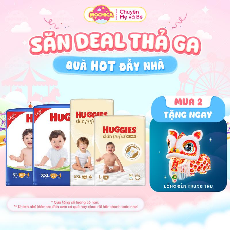 Tã Quần Huggies Skincare và Skin Perfect Super Jumbo với 2 vùng thấm