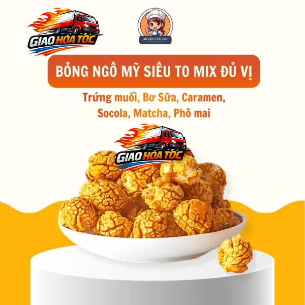 [HỎA TỐC HCM]Bỏng Ngô Mỹ Ngon Loại 1, Bắp Rang Bơ Siêu To Mix Đủ Vị Socola - Thức Ăn- Ăn Vặt Cùng Lan Snack Food
