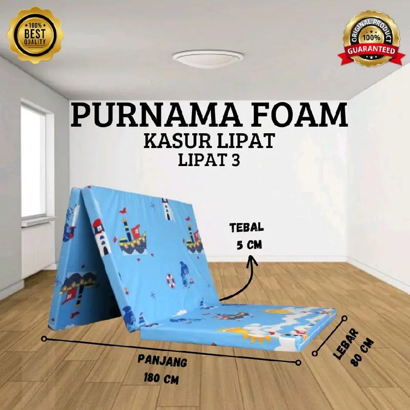 Kasur Lipat 3 80cm x 180cm Tebal 5cm Kasur Tidur Kain Polymicro Adem Tidak Panas Busa Anti Kempes 0