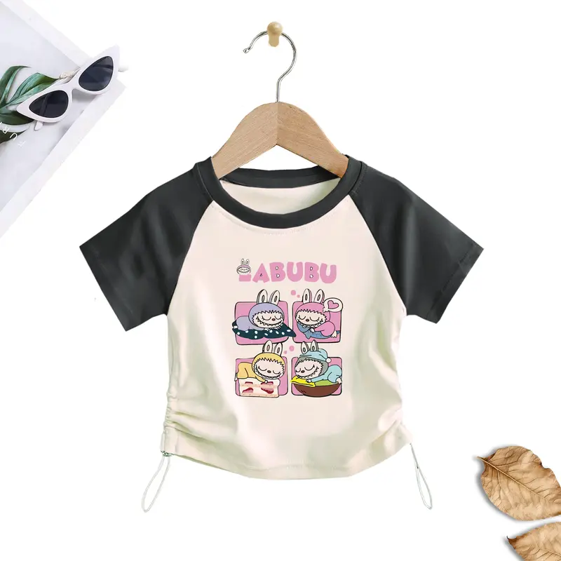 Kaos Anak Perempuan Labubu Model Pendek I - Baju Anak Perempuan Berbahan Katun Fashion 2