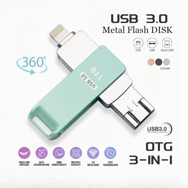(Barang spot)FlashDisk iPhone USB3.0 Stik Memori Tiga-Dalam-Satu Flash ...