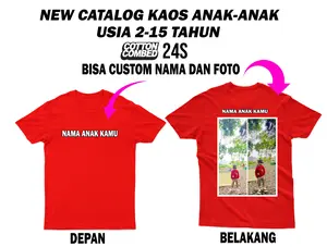 KAOS DISTRO L.PENDEK ANAK LAKI PEREMPUAN CUSTOM FOTO  DAN NAMA SEKOLAH