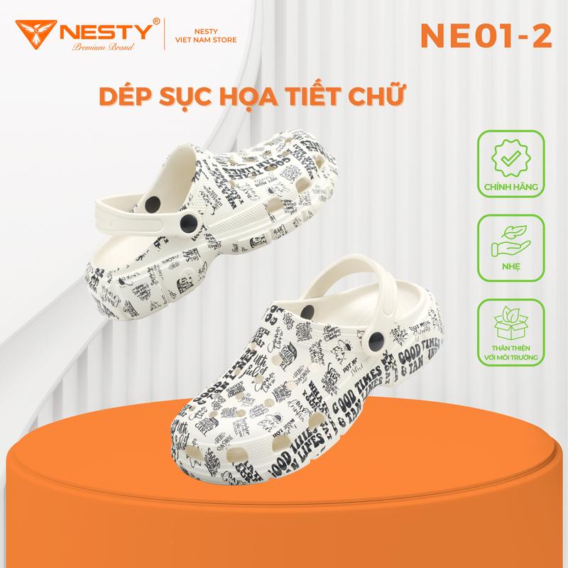 NE01-2 Dép Sục Nam Nữ Nesty | Họa Tiết Chữ Thời Trang Cá Tính | Đế EVA Nhẹ – Mềm – Êm
