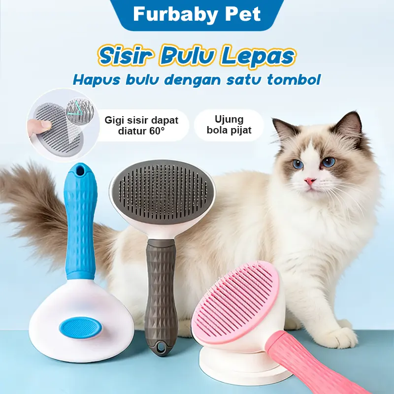 Sisir Hewan Otomtais Sisir Kucing Tombol Sisir Anjing Kelinci Grooming Hewan sisir kucing