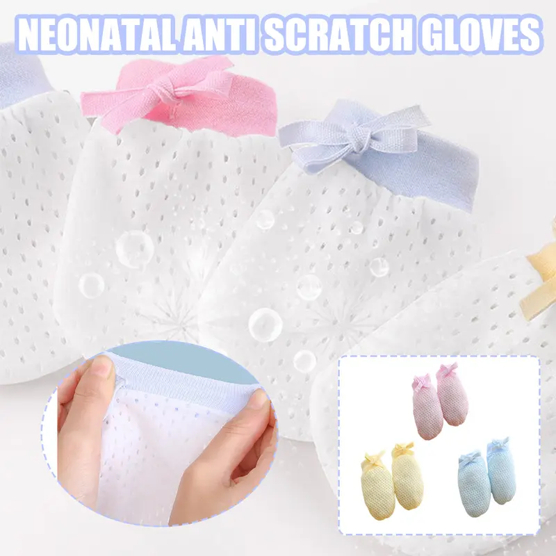Găng Tay Chống Trầy Xước Cho Trẻ Sơ Sinh, Găng Tay Chống Trầy Xước Cho Mặt, Cotton, Mỏng, Thoáng Khí, Cho Chân, Nhỏ, Cho Mùa Hè 3