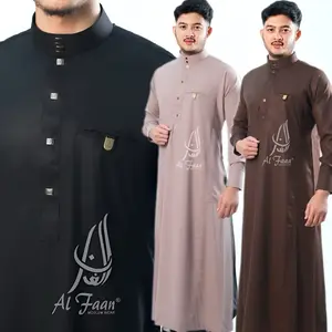 Slimfit Jubah Alfaan Gamis Pria Jubah Pria Muslim busana muslim pria model terbaru Alzan Kancing Manset Panjang Polyester Dewasa robes