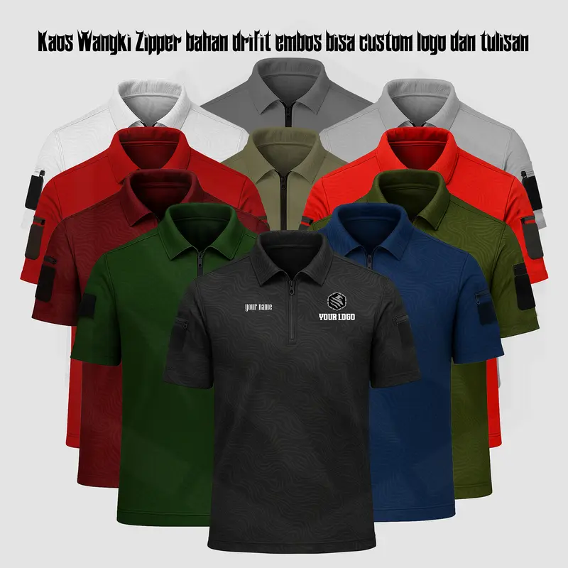 Kaos Wangki Zipper – Ghost Ops Series | bahan drifit embos bisa custom logo dan tulisan 0