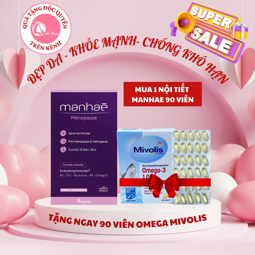 [TẶNG 90 VIÊN OMEGA3 MIVOLIS] Viên uống bổ sung nội tiết MANHAE 90 VIÊN