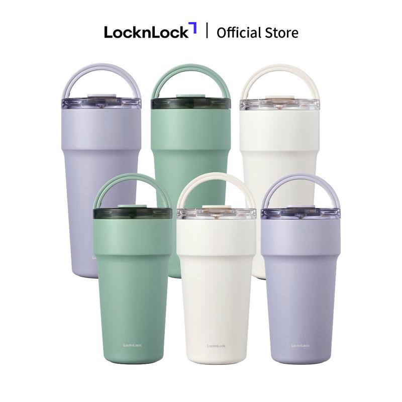 Kèm ống hút Bình giữ nhiệt phủ sứ có quai Metro Cafe Top Handle LocknLock - LHC4416 dung tích 710ml & LHC4419 900ml 3 màu