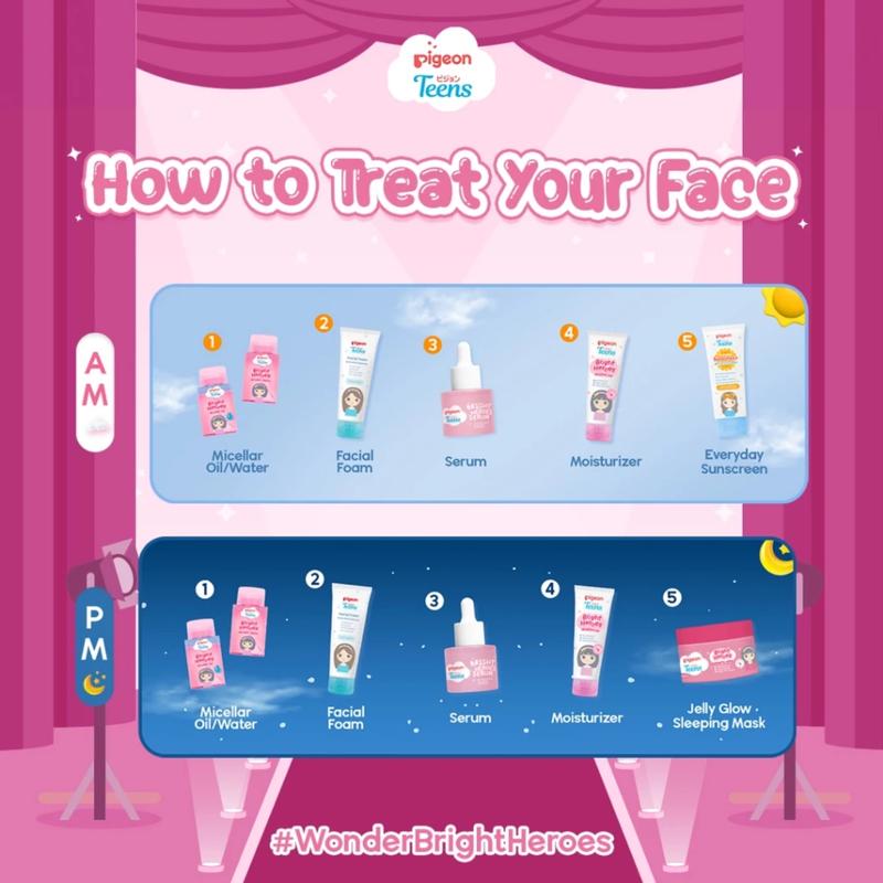 Pigeon Teens Bright Heroes Sleeping Mask 30g Skincare Remaja Niacinamide 5% Masker Wajah No Alcohol 5