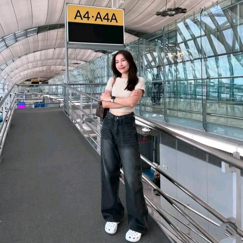 CELANA BAGGY JEANS SKENA CELANA JEANS BAGGY CEWEK WIDE LEG JEANS HITAM PANJANG SANTAI WANITA 5