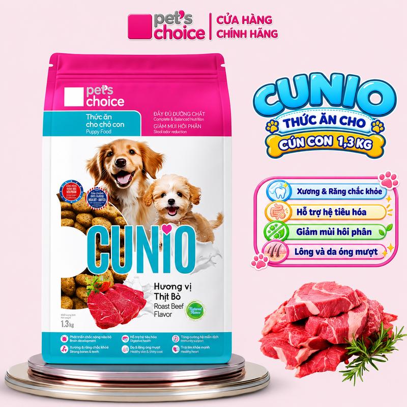 Thức ăn cho Chó con CUNIO dạng hạt hương vị thịt bò - Pets Choice
