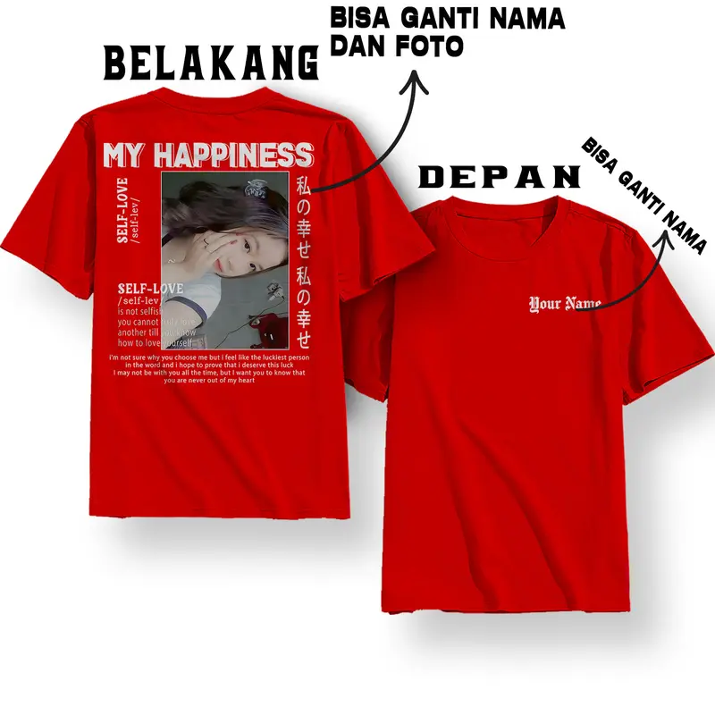 Custom Kaos Desain Aesthetic / Custom Baju Kaos Foto / Kaos Bucin / Bisa ganti foto kamu / Sablon DTF Couple 4