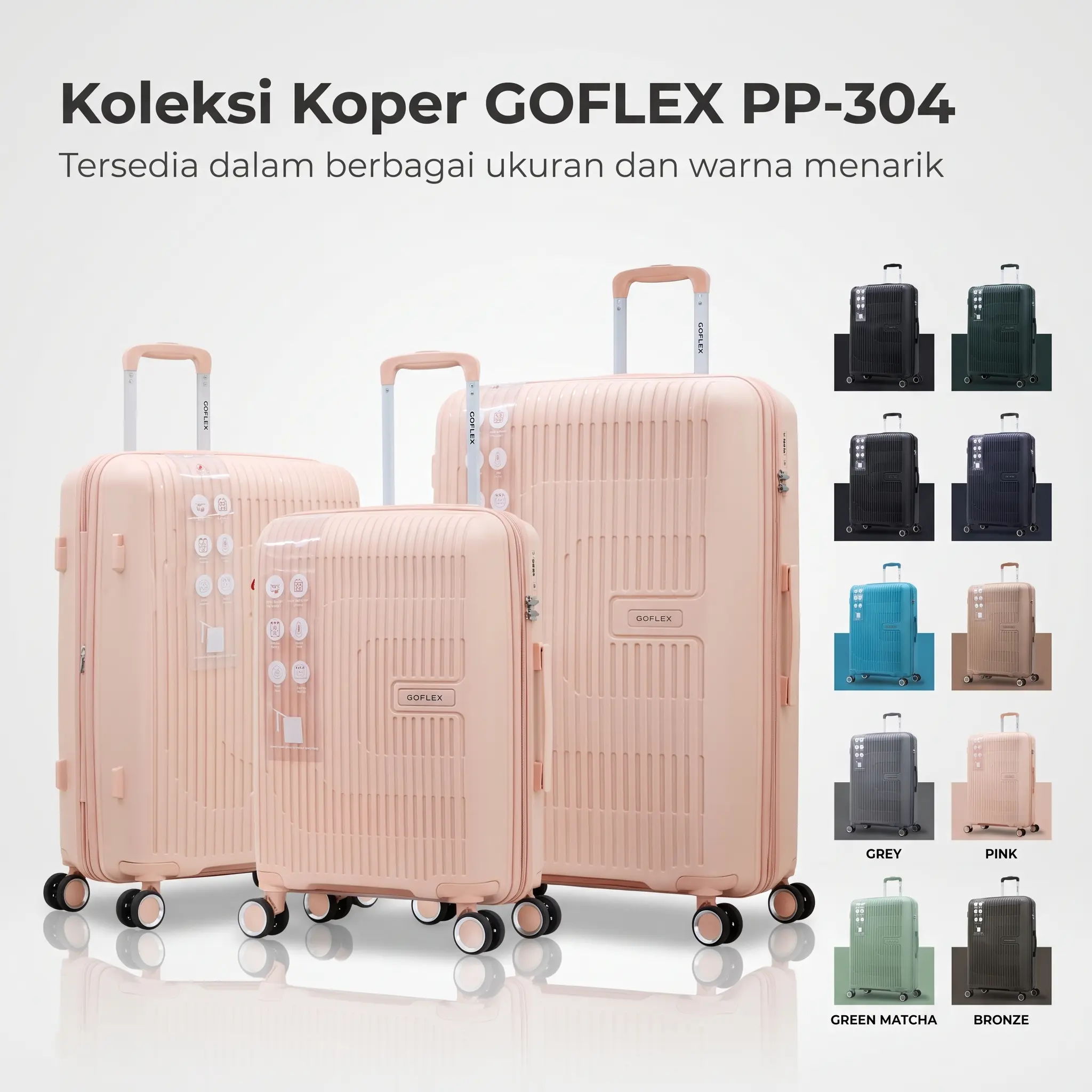 【TravelCross Koper】304 Koper PP Premium 20/24/28 Inch | Anti Pecah | Tahan Banting | Roda 360° Silent | Kunci TSA | Koper Kabin & Bagasi