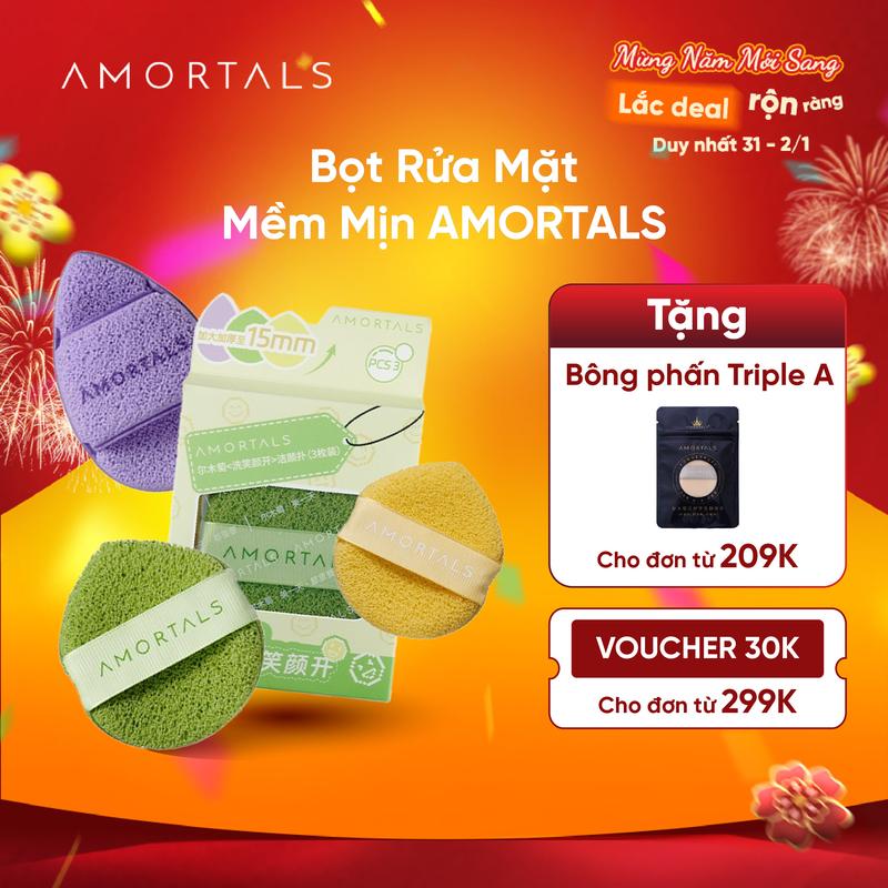 Bọt Rửa Mặt Amortals Hỗ Trợ Rửa Mặt Dịu Nhẹ Sạch Sâu Cấu Trúc Lỗ Tổ Ong Mềm Mại Hỗ Trợ Tẩy Trang Mặt Nạ Đẩt Xét Không Gây Đau Rát Tạo Bọt Dày Êm Ái Bọt Biển Rửa Mặt Đàn Hồi Tốt Thân Thiện An Toàn Mọi Loại Da Kể Cả Da Nhạy Cảm