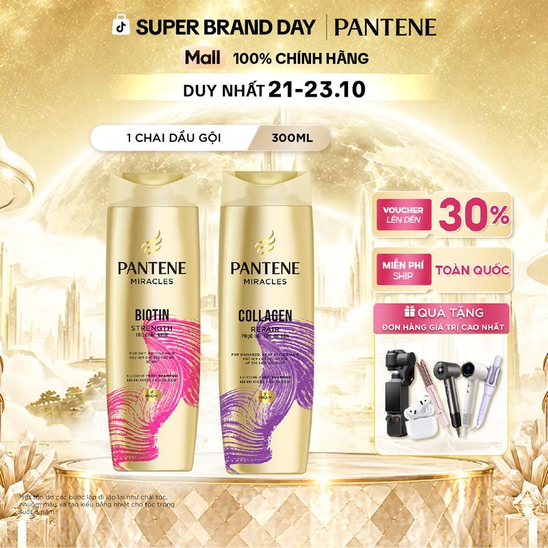 Dầu Gội PANTENE MIRACLES Không Silicon & Bổ Sung Dưỡng Chất Cho Tóc Chắc Khỏe/ Phục Hồi Hư Tổn - Chai 300ML
