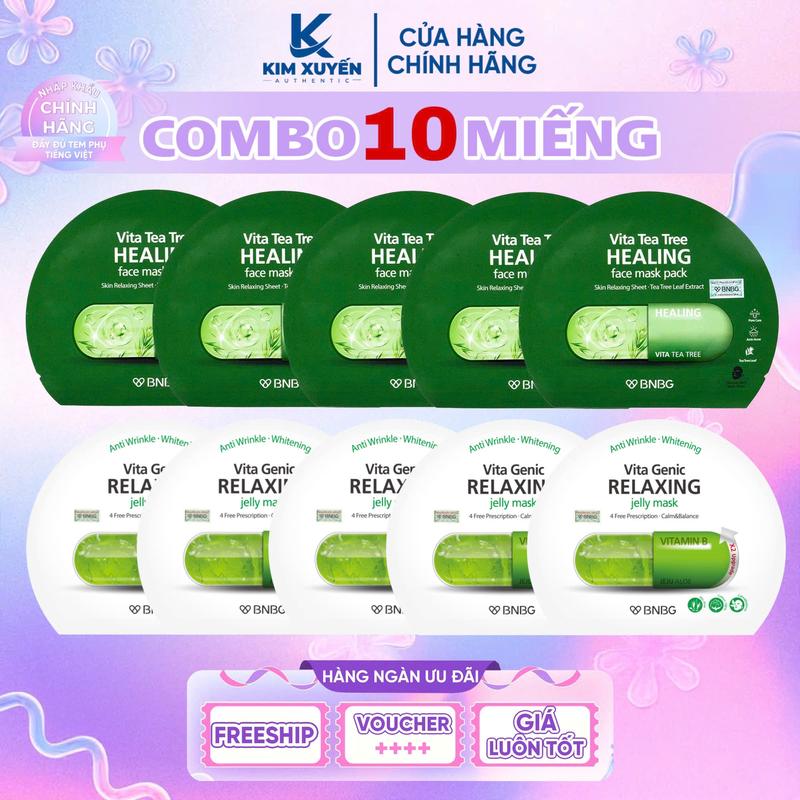  COMBO 5 Mặt nạ BNBG Tea Tree Tràm Trà + 5 Mặt nạ BNBG Vita Genic 