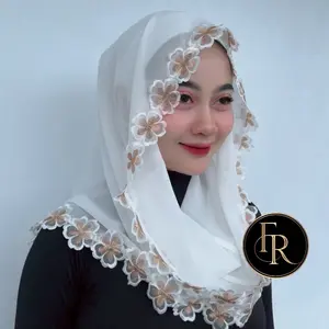 PREMIUM HIJAB MENTER RENDA CETAR INSTAN premium ceruty renda bordir metalik silver gold tembaga