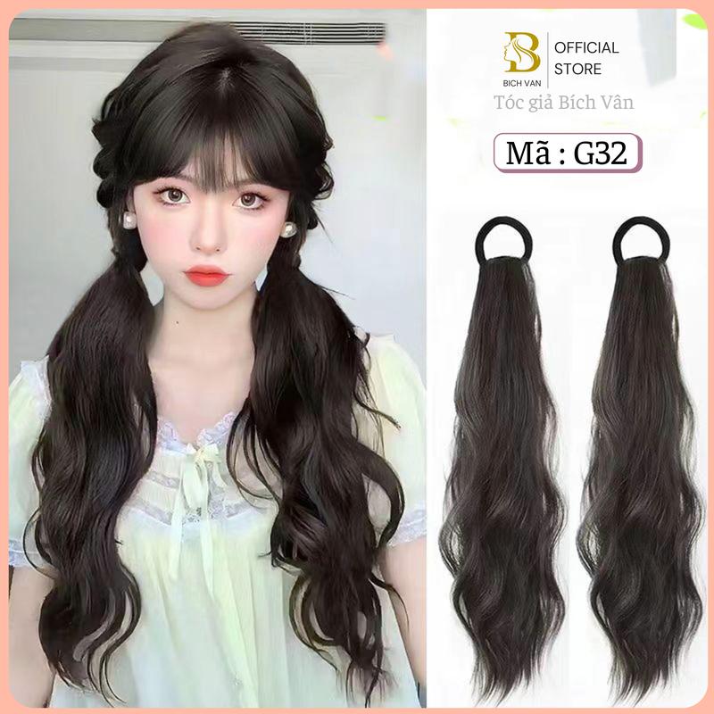 Tóc giả đuôi ngựa có dây cột Bích Vân , buộc tóc giả 2 bên dễ thương