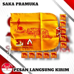 PAKET LENGKAP (1 BENDERA + 10 TANDA REGU) PRAMUKA PUTRA HARIMAU