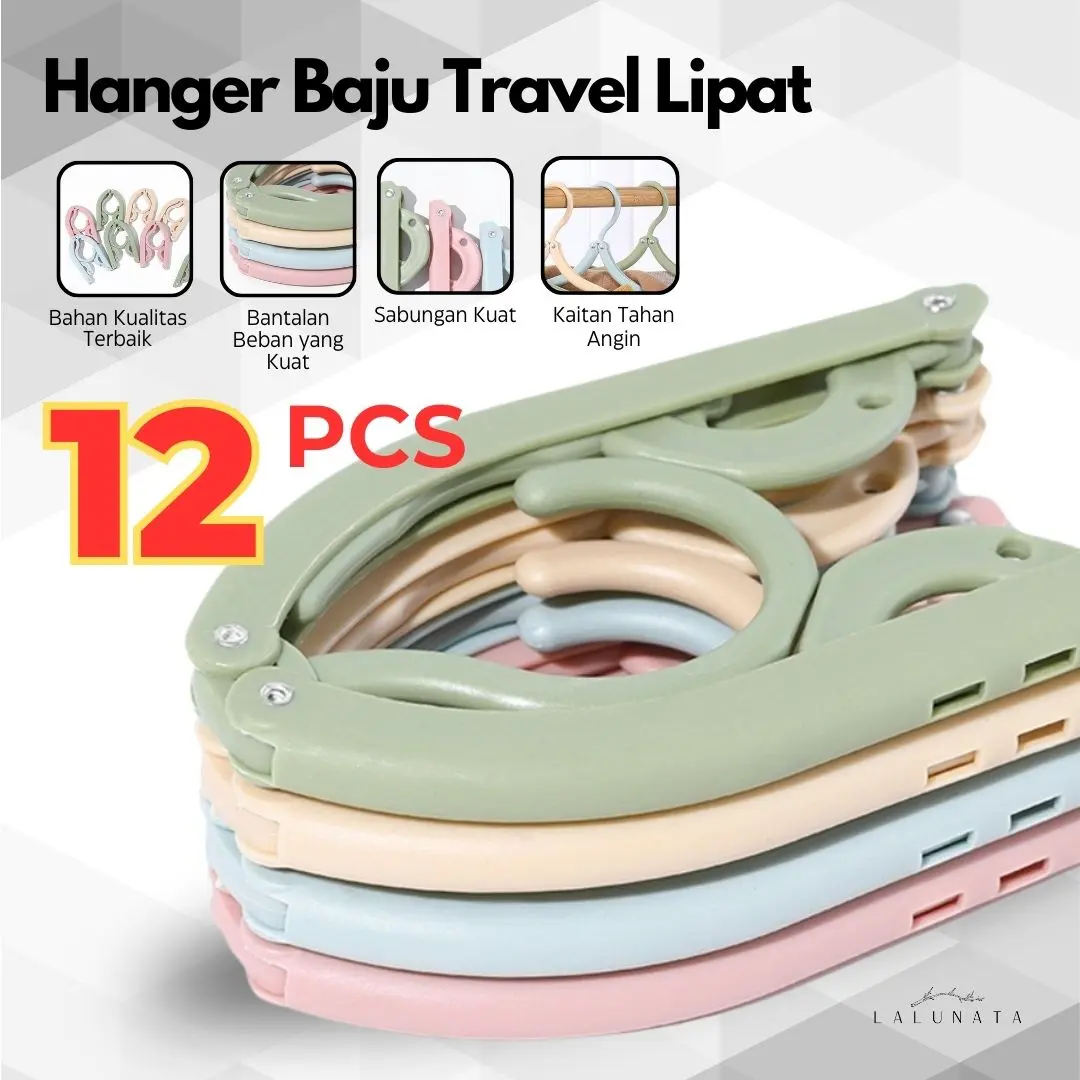 12 Pcs Hanger Gantungan Baju Lipat Portable Trevel