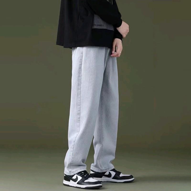 Celana Panjang Pria Jeans Loose Pant Korean Style Gombrang Hitam Muda Tebal Distro 8