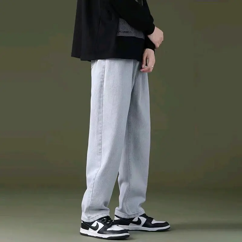 Celana Panjang Pria Jeans Loose Pant Korean Style Gombrang Hitam Muda Tebal Distro 7
