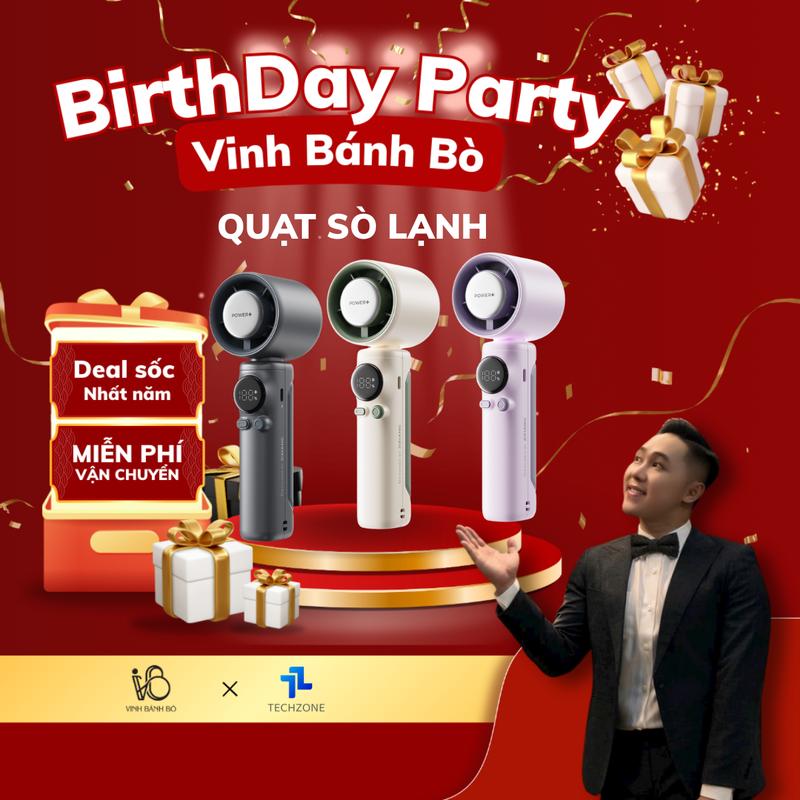 [VBB] Quạt sò lạnh 199 cấp độ gió sử dụng động cơ không chổi than pin 3600mAh kèm dây đeo tay