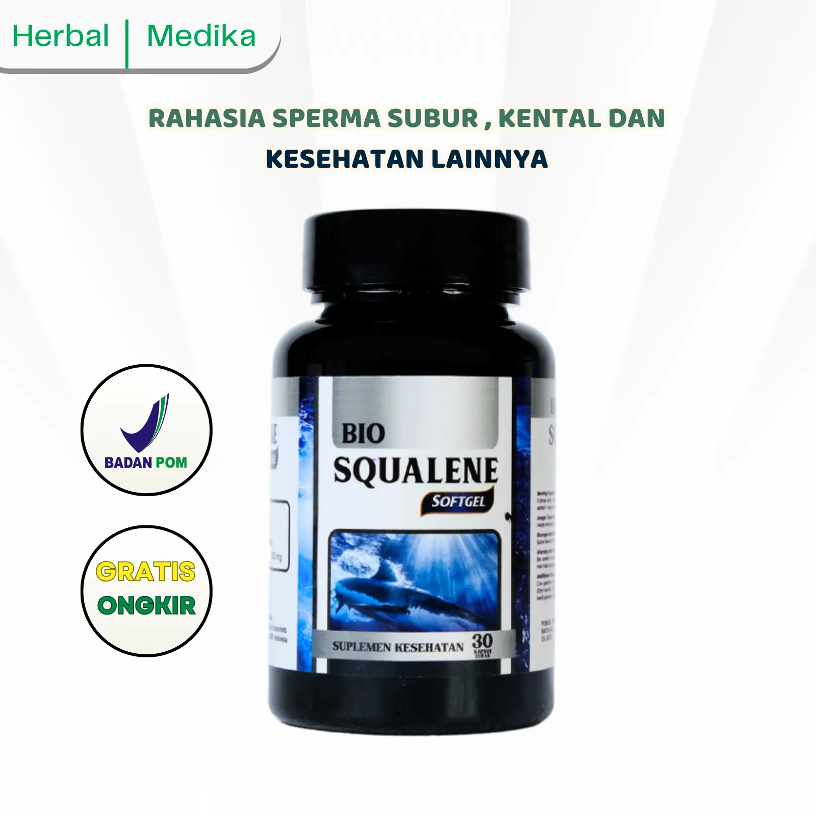 Bio Squalene Softgel 100% Original isi 30 Omega 3 Minyak Hati Ikan Hiu