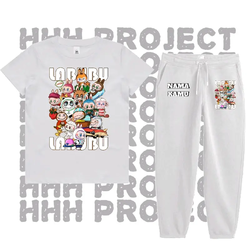 Baju Kaos Setelan Anak LABUBU ALL CHARACTER Best seller high quality Bisa COD FREE NAMA- Fashion kaos  labuh 3
