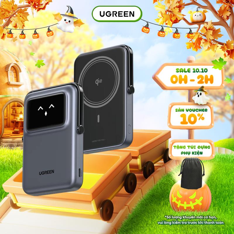 Pin sạc dự phòng không dây từ tính 10000mAh PD 20W Ugreen Uno | Công nghệ Qi2 | Màn hình TFT | BH 18 tháng 1 đổi 1 45329 45337