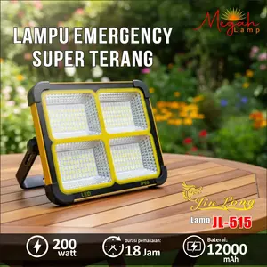 [Garansi 2 tahun] Lampu Sorot JINLONG JL 515 200W Tenaga Surya / Solar Powered Gantung Camping Tenda Floodlight Cell IP66 Outdoor Portable Lampu tangan multifungsi untuk berkemah, pencahayaan aman, desain tahan air, pencahayaan luar ruangan Listrik