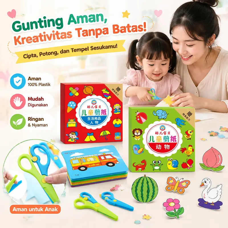 DIY Cutting Paper Activity Kit Mainan Gunting Kertas Anak Mainan Menggunting Anak