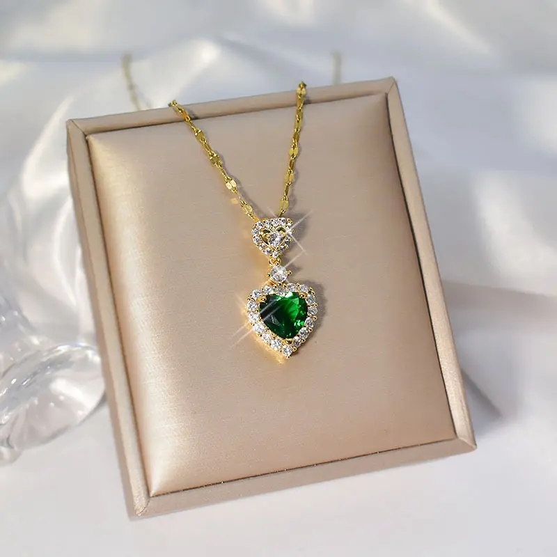 Heart-shaped necklace female micro exquisite clavicle titanium steel chain simple temperament single item personality everything trendy style