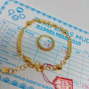 GELANG TANGAN WANITA MOTIF BAMBU FRE CINCIN RANTAI EMAS MUDA 3,5GR ADA SURAT DARI TOKO Bracelets