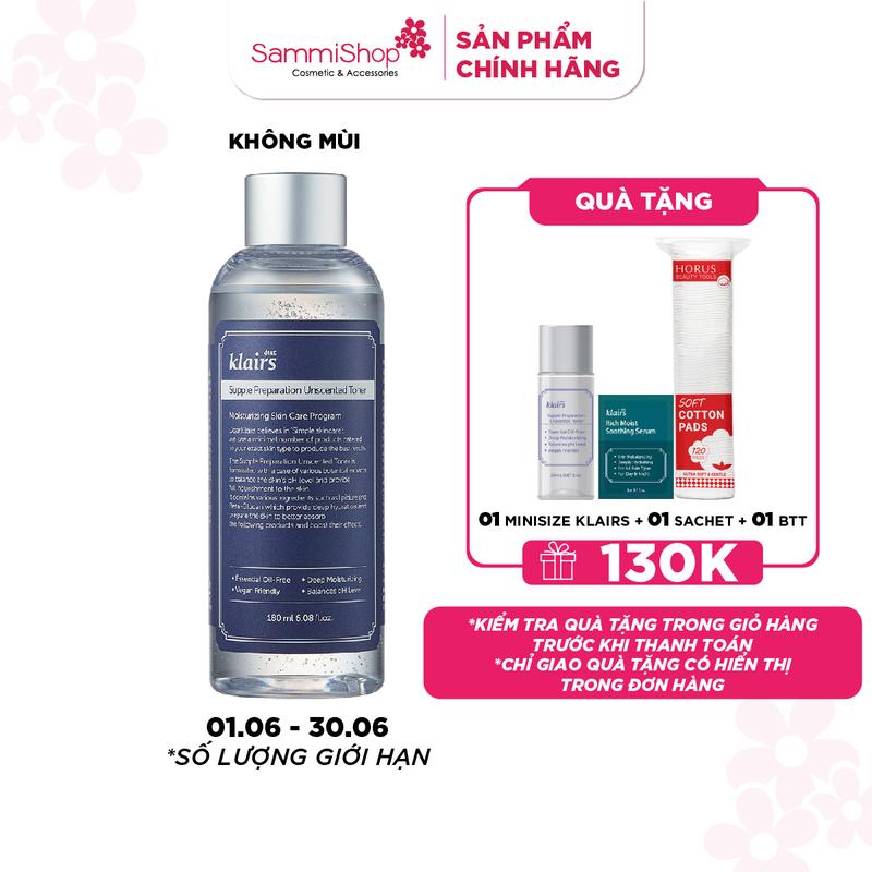 Tun Phạm x Sammi Dear, Klairs nước hoa hồng Supple Preparation Unscented Toner 180mL