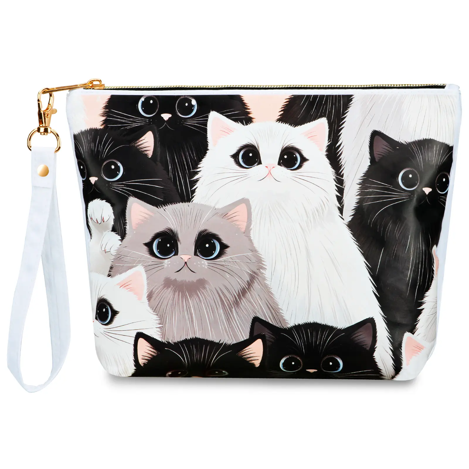 Cute Cat Printing Waterproof Oxford Fabric Makeup Bag,Large Capacity Cosmetic Storage Bag, Portable Travel Storage Bag,Birthday Gifts