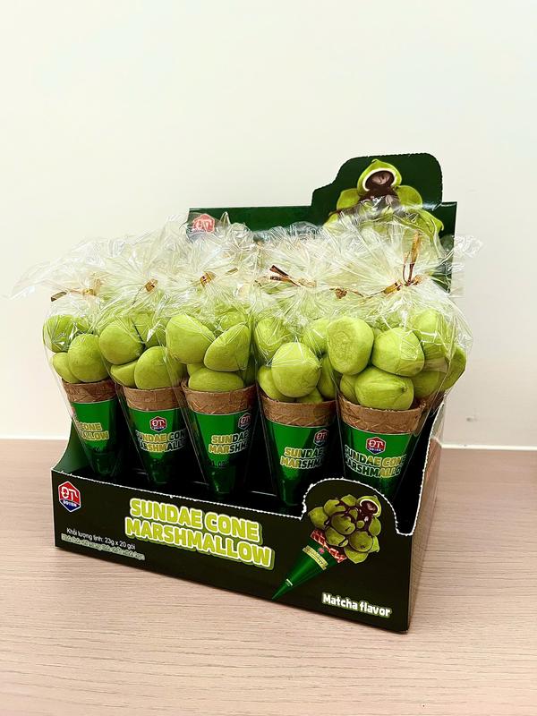 KẸO BÔNG GÒN NHÂN CHẢY VỊ MATCHA/SOCOLA HÌNH QUE KEM - KẸO MARSHMALLOW NHÂN SOCOLA