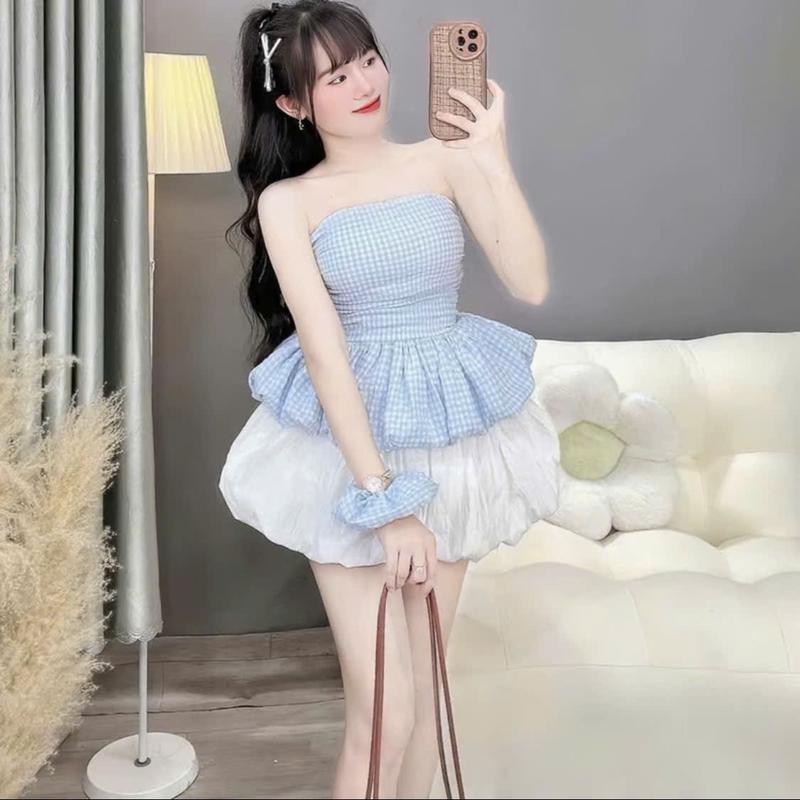 sét đồ nữ áo cúp ngực kèm chân váy bí siêu xinh phù hợp mặc đi chơi đi tiệc