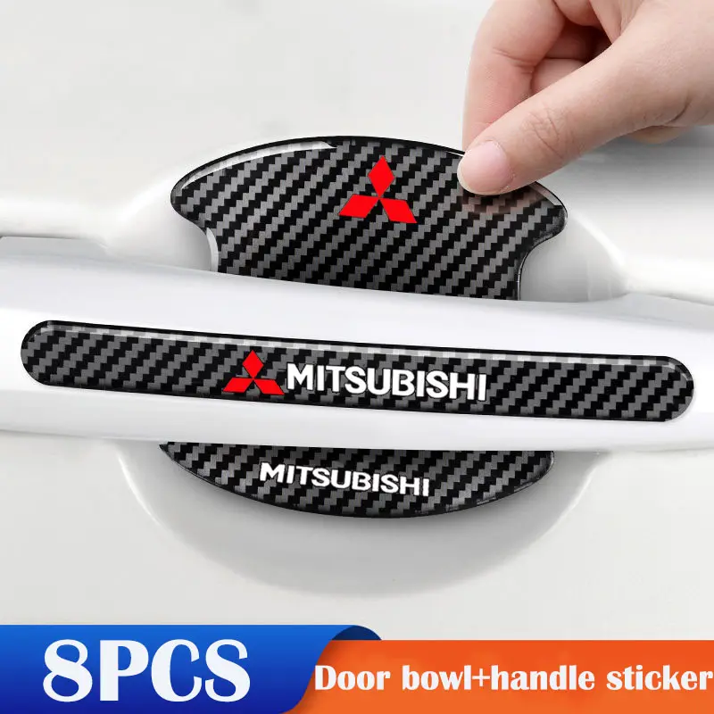 Dải Bảo Vệ Chống Va Chạm Tay Nắm Xe Hơi, Bộ 4 Chiếc, Chất Liệu Sợi Carbon, Cho Bát Cửa Xe Hơi, Miếng Dán Chống Trầy Xước, Thích Hợp Cho Mitsubishi Mirage, Eclipse, Pajero, Xpander, Montero, Lancer, Outlander, Xe Hơi